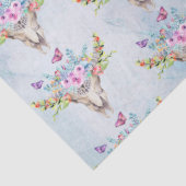Papier Mousseline Crâne animal Boho avec papillons et fleurs (Détail)