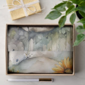 Papier Mousseline Crâne aquarelle avec découpage Fleur sauvage (Cadeau)