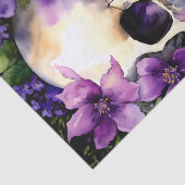 Papier Mousseline Crâne aux fleurs violettes Goth (Détail)
