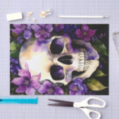 Papier Mousseline Crâne aux fleurs violettes Goth (Artisanat)