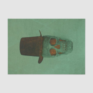 Papier Mousseline Crâne avec chapeau supérieur Gothique Vert Brown V