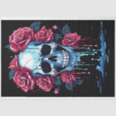 Papier Mousseline Crâne avec Roses à goutte 1 Papier découpage (Recto)