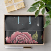 Papier Mousseline Crâne avec Roses à goutte 2 découpage papier (Cadeau)