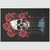 Papier Mousseline Crâne avec Roses à goutte 4 papier découpage (Recto)