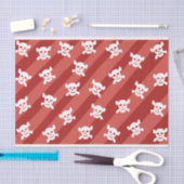 Papier Mousseline Crâne blanc et os croisés sur les rayures rouges (Artisanat)