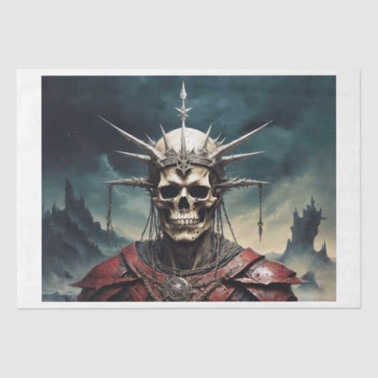 Papier Mousseline Crâne couronné en armure - (Recto)