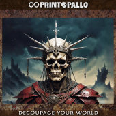 Papier Mousseline Crâne couronné en armure -