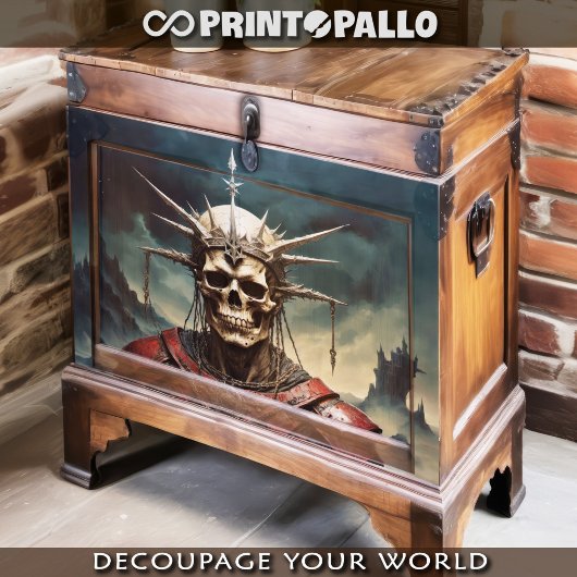 Papier Mousseline Crâne couronné en armure -