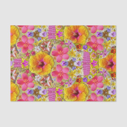 Papier Mousseline Crâne de fleurs 4 - Tropical (Recto)