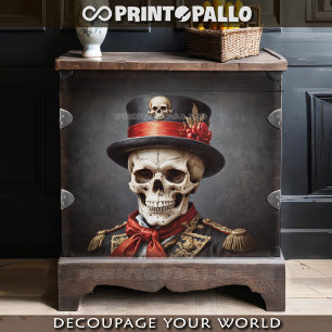 Papier Mousseline Crâne de général antique avec uniforme militaire,