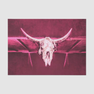 Papier Mousseline Crâne de la vache de l'Ouest Rouge blanc Grunge Te