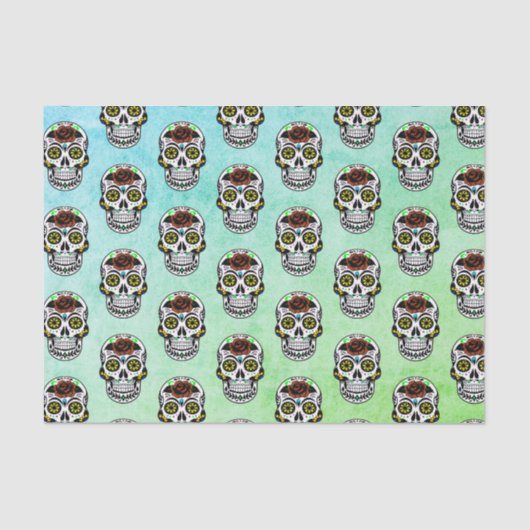 Papier Mousseline Crâne de sucre de fleur de Dia De Los Muertos | (Recto)