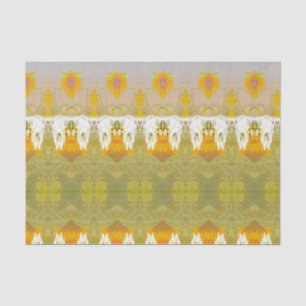 Papier Mousseline Crâne de taureau à motif floral vert jaune vintage