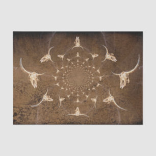 Papier Mousseline Crâne de taureau abstrait beige marron occidental 
