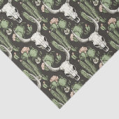 Papier Mousseline Crâne de vache occidentale et cactus (Détail)
