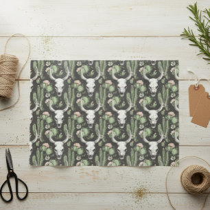 Papier Mousseline Crâne de vache occidentale et cactus