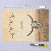 Papier Mousseline Crâne de vache Pays Brown Style occidental rustiqu (Artisanat)