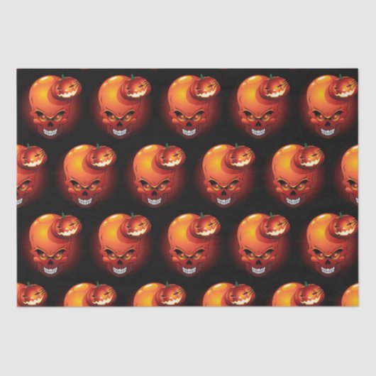Papier Mousseline Crâne d'Halloween et Citrouille (Recto)