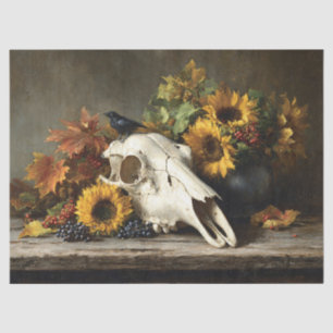 Papier Mousseline Crâne et Corbeau Automne Vie morte Découpage