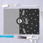 Papier Mousseline Crâne Fantaisiste Noir & Blanc à Points & à Rayure (Artisanat)