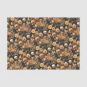 Papier Mousseline Crâne floral d'automne effrayant (Recto)