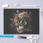 Papier Mousseline Crâne floral Goth Pagan Monogramme Initiales (Artisanat)