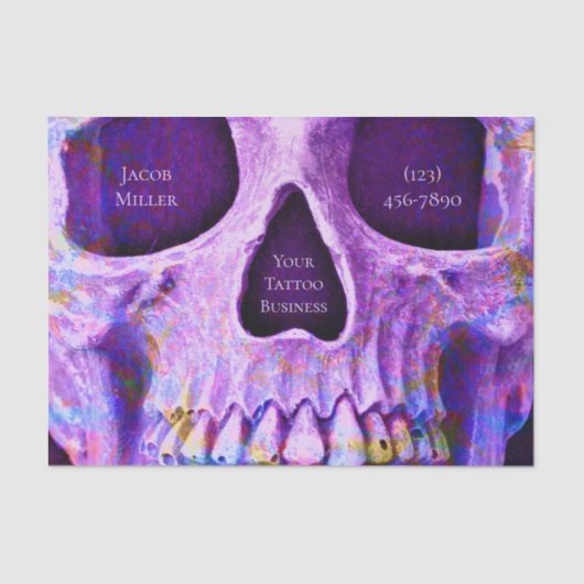 Papier Mousseline Crâne gothique Face unique Purple Blue Tattoo Shop (Recto)