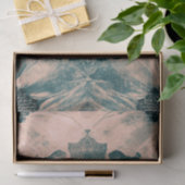 Papier Mousseline Crâne Gothique Floral Turquoise Beige Grunge Textu (Cadeau)