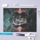 Papier Mousseline Crâne Gothique Floral Turquoise Noir Rouge Grunge  (Artisanat)