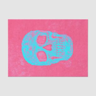 Papier Mousseline Crâne gothique Pop Art Découpage Bleu rose Chaud