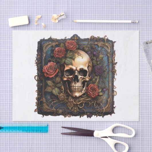Papier Mousseline Crâne gothique pour découpage (Artisanat)