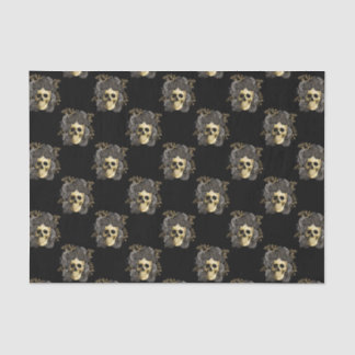 Papier Mousseline Crâne gothique Rose noir & or Parties scintillant