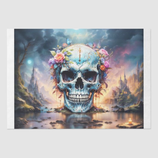 Papier Mousseline Crâne magnifique - Découpage - (Recto)