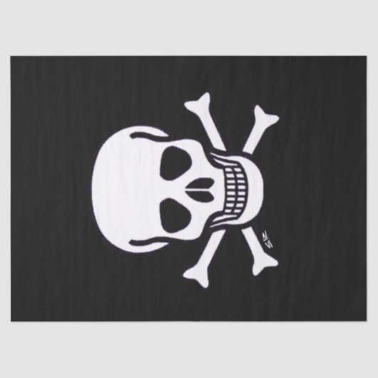 Papier Mousseline Crâne n Bones papier tissu noir (Recto)