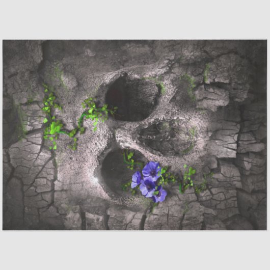 Papier Mousseline Crâne Rustique 12 Découpage papier tissu (Recto)