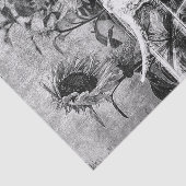 Papier Mousseline Crâne Rustique Floral Noir Et Blanc (Détail)