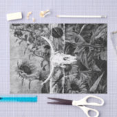 Papier Mousseline Crâne Rustique Floral Noir Et Blanc (Artisanat)