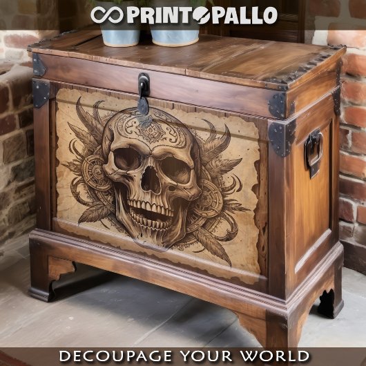 Papier Mousseline Crâne tribal sur parchemin