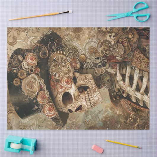 Papier Mousseline Crâne victorienne Steampunk (Artisanat)