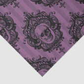 Papier Mousseline Crâne victorienne violet et noir Motif Halloween (Détail)