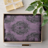 Papier Mousseline Crâne victorienne violet et noir Motif Halloween (Cadeau)