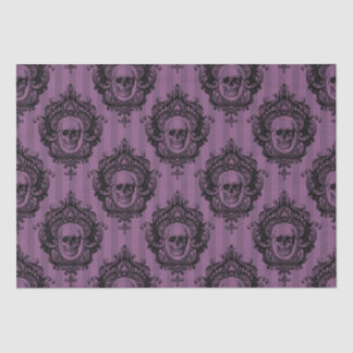 Papier Mousseline Crâne victorienne violet et noir Motif Halloween