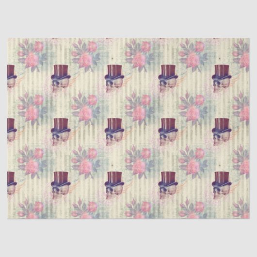 Papier Mousseline Crânes à vapeur et découpage Rose (Recto)