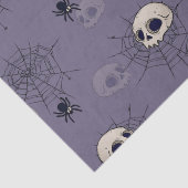 Papier Mousseline Crânes araignées toiles bleues Halloween (Détail)