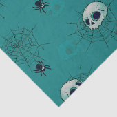 Papier Mousseline Crânes araignées toiles vertes Halloween (Détail)