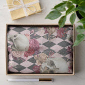 Papier Mousseline Crânes avec Roses et roses À damiers (Cadeau)