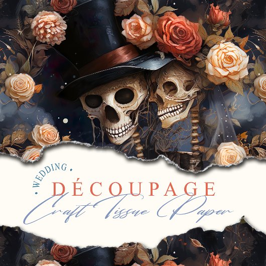 Papier Mousseline Crânes Baiser Steampunk Romantique Mariage gothiqu