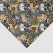 Papier Mousseline Crânes d'argent et Motif Rose (Détail)