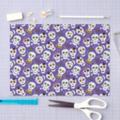 Papier Mousseline Crânes d'Halloween mous sur violet (Artisanat)