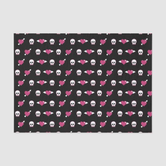 Papier Mousseline Crânes et coeurs (Recto)